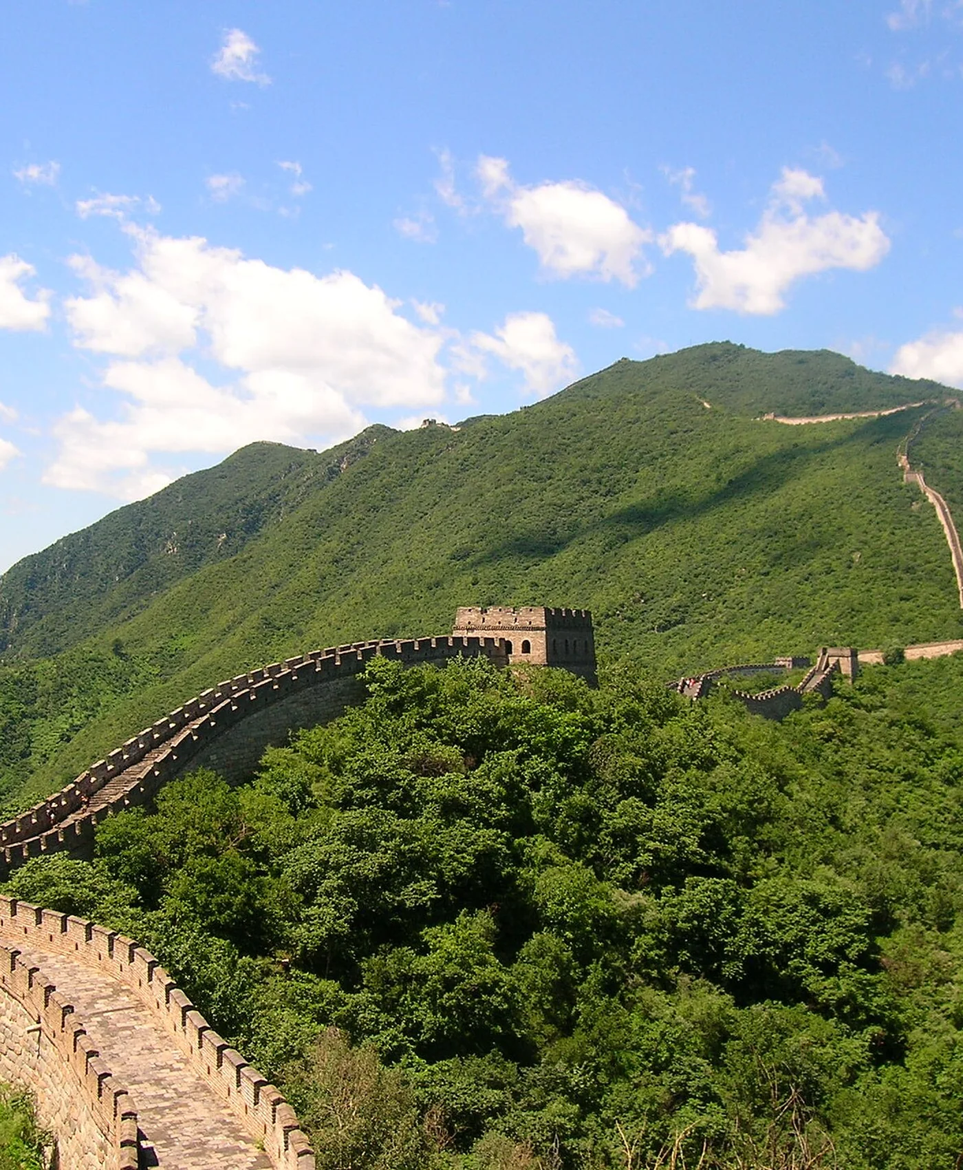 The Great Wall winding through mountains near Beijing